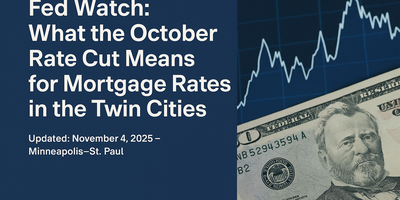 Graph showing fluctuating interest rates alongside U.S. currency, representing changes in mortgage rates following the Federal Reserve’s recent rate cut.